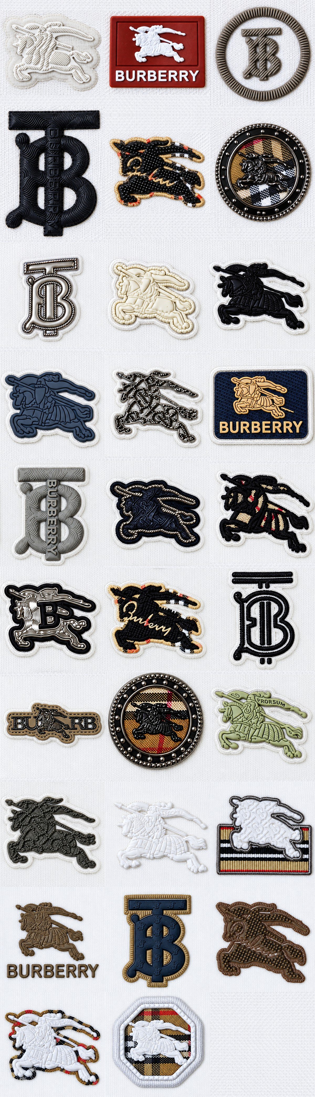 Complete Burberry collection of 29 logo designs