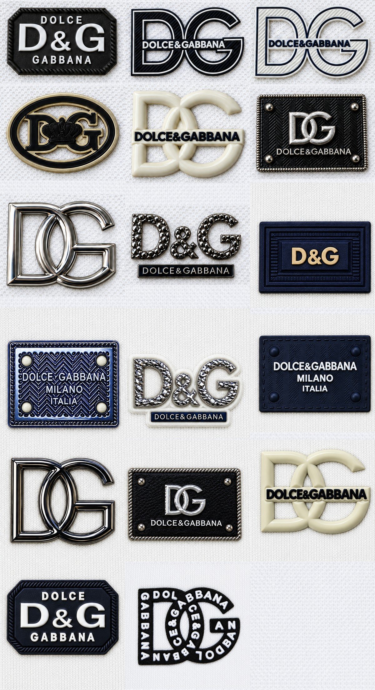 Complete Dolce & Gabbana collection of 17 logo designs