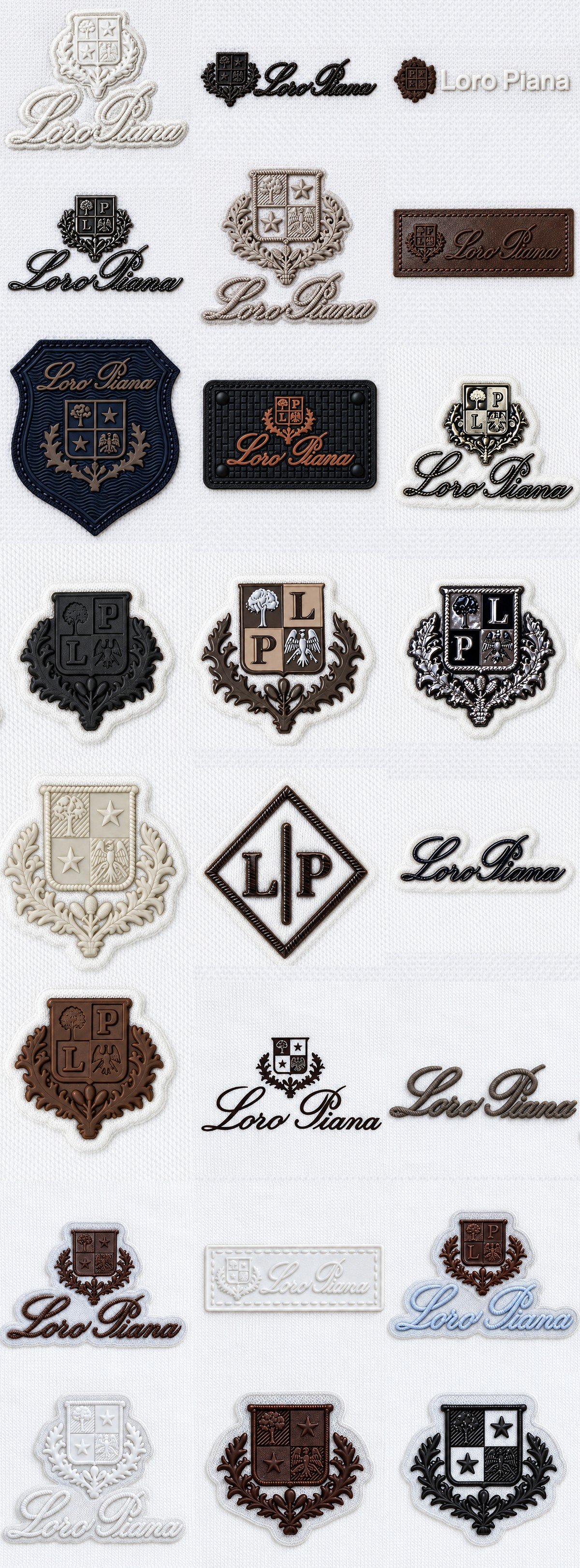 Complete Loro Piana collection of 24 logo designs