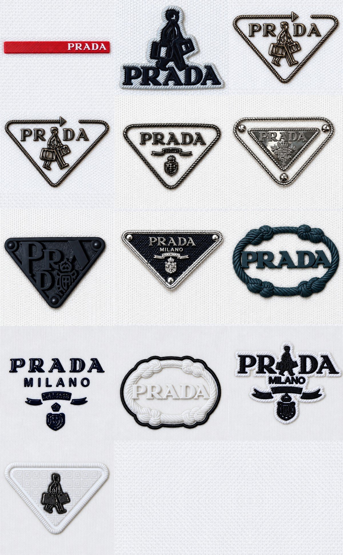 Complete Prada collection of 13 logo designs